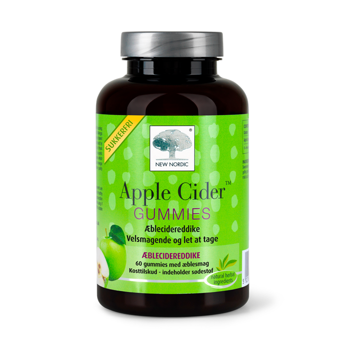 di_webpackshot_apple_ciderGUMMIES_60_dk New Nordic Apple Cider™-gummibonbons med æblecidereddike bidrager til at opretholde en normal fordøjelse.