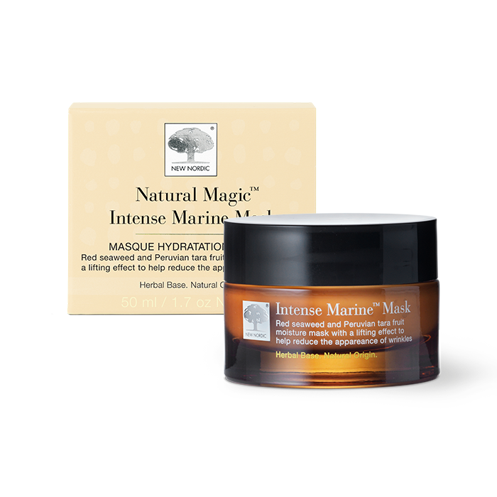 New Nordic Intense Marine™-masken fugter, strammer huden op og mindsker synlige rynker med rødalger, tarafrugt, astaxanthin og havtorn.